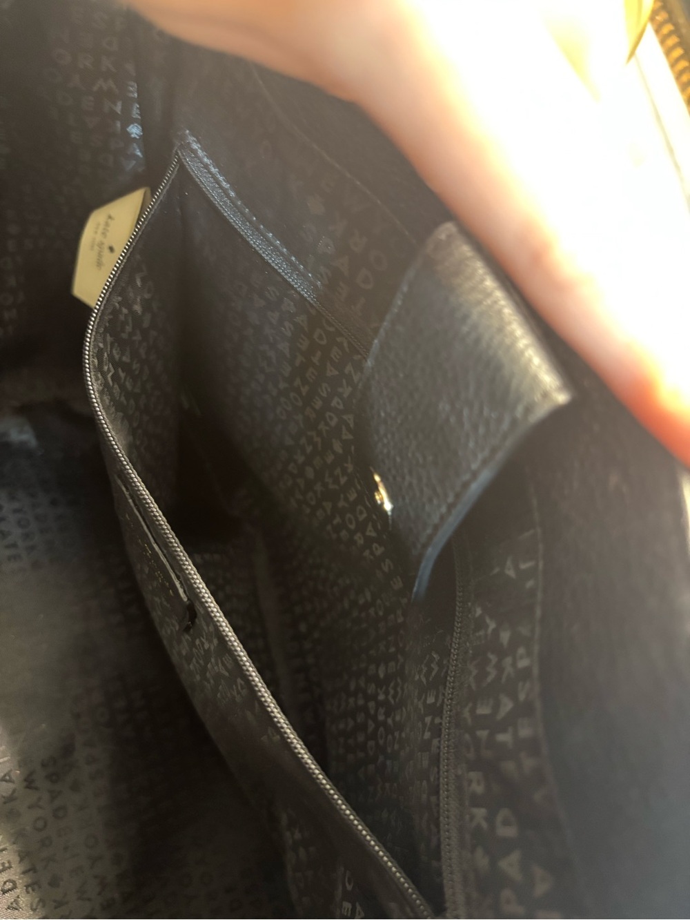 NWOT Kate Spade Black Leather Satchel with White Embroidered Geometric Pattern - Picture 6 of 8